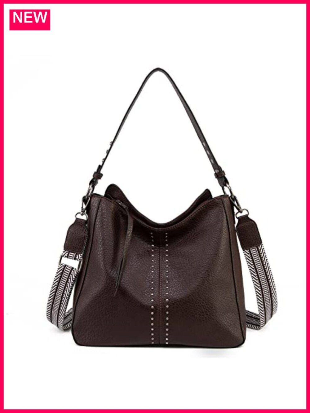 Vegan Leather Hobo Shoulder Bag Large Satchel Handbag Adjustable Strap